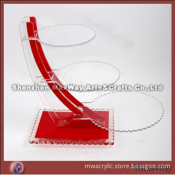 Clear Finely Designed 3 Tiers Lucite Party Cupcake Stand Rack with Red Supply